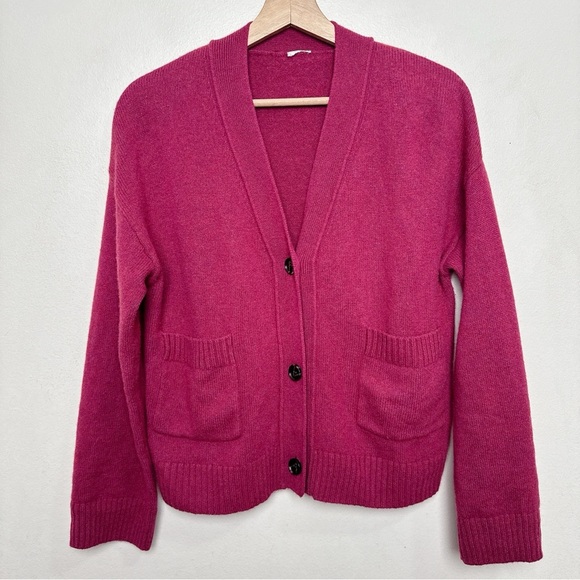 RAILS Womens Smal Cashmere Wool Button Lindi Magenta Cardigan - Picture 4 of 16